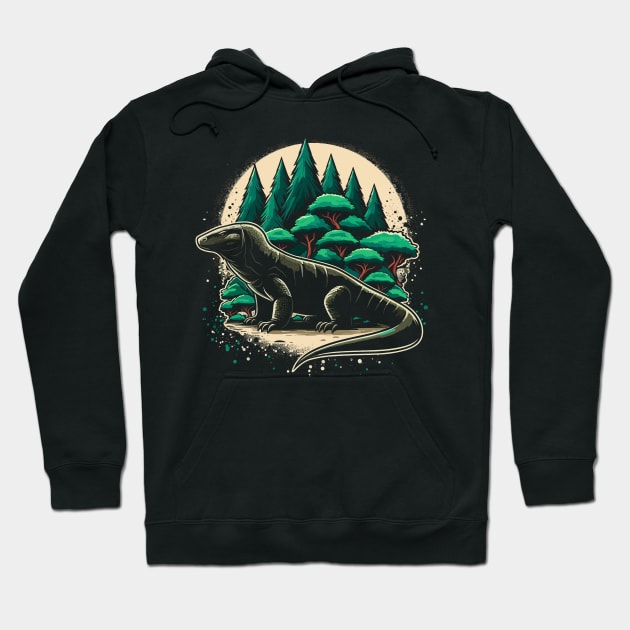 big komodo on green forest night Hoodie by alan gaming store